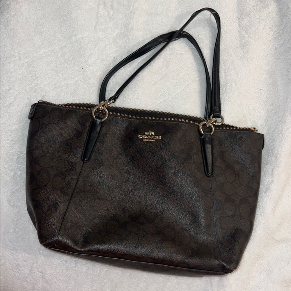 Coach Dark Brown Signature Tote